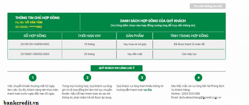 Bước 4 - Tra cứu mã hợp đồng Fe Credit