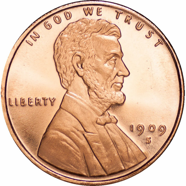 Mặt trước của Đồng Cent, chất liệu chính là đồng
