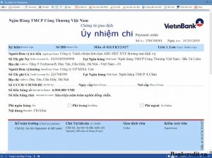 Mẫu ủy nhiệm chi của ngân hàng Vietinbank