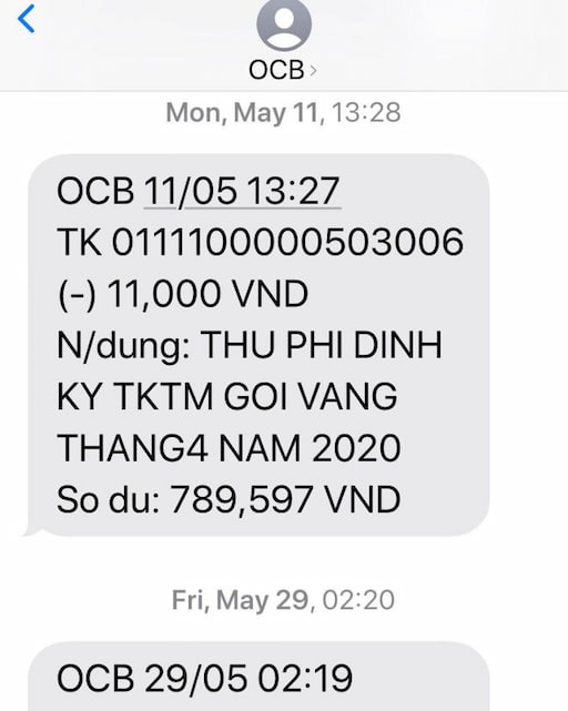 Kiểm tra Số Dư Tài Khoản ngân hàng OCB Qua SMS Banking