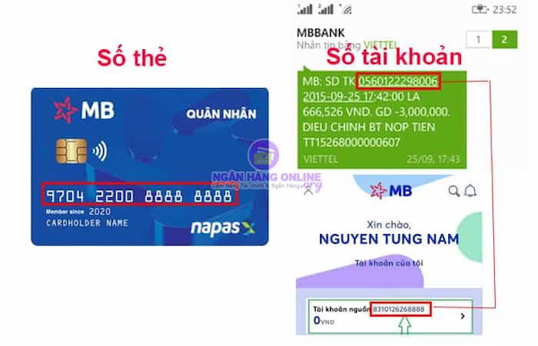 Số tài khoản MB Bank được ghi ở đâu?