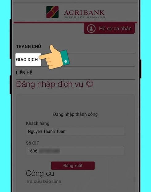 cách chuyển tiền agribank