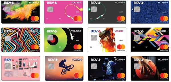 Thẻ Mastercard BIDV Young Plus có 12 thiết kế vô cùng ấn tượng và đặc sắc