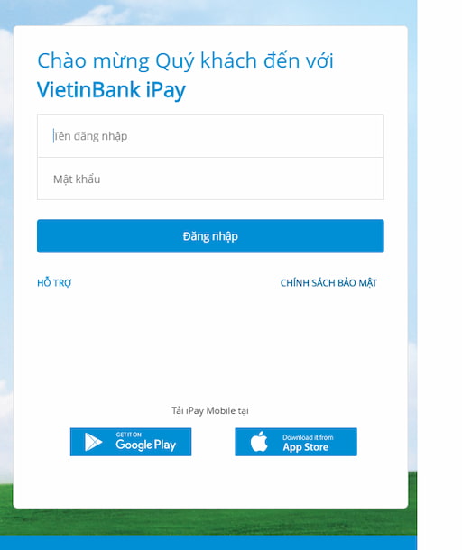 Hướng dẫn đăng nhập tài khoản Vietinbank Ipay